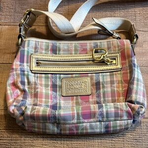Coach Multicolor Plaid Shoulder Bag